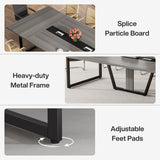 Tribesigns 8FT Conference Table, 94.49 L x 47.24 W x 29.53 H Inches Large Meeting Podcast Table for 10 People, Business Style Wooden Training Table with Strong Metal Frame for Office Conference Tribesigns