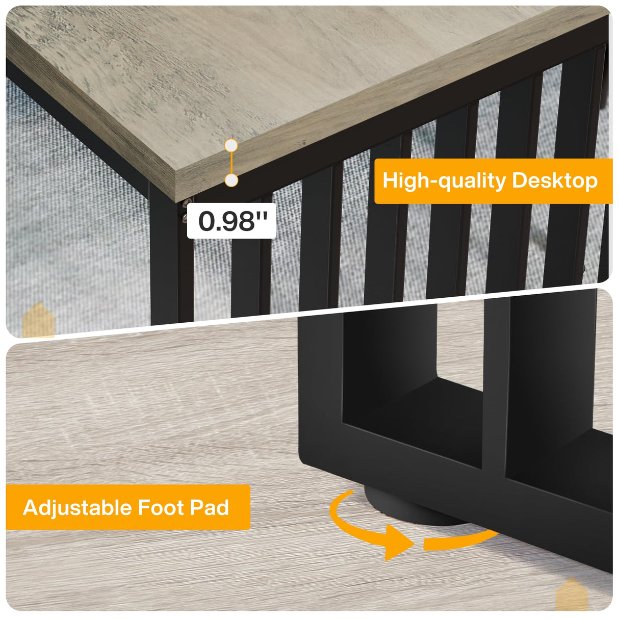 Tribesigns 78.74" Extra Long Computer Desk 2 Person Desk, Double Long Desk with Heavy Duty Metal Frame, Double Workstation Study Desk for Home Office, Brown (Without Chair) (Gray & Black) Tribesigns