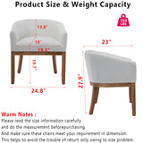 OIKIIWOO Upholstered Solid Wood Dining Chairs Set of 2,Neutral Linen Fabric Side Chair for Kitchen,Living Room,Farmhouse Round Barrel Chairs,Minimalist Accent Chairs Natural Wood Frame OIKIIWOO