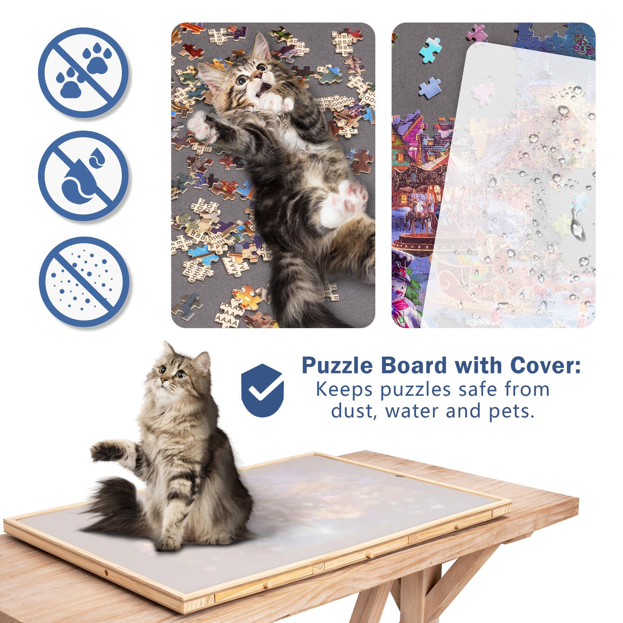 Lavievert 2-in-1 Tilting & Rotating Puzzle Board with 6 Colored Drawers & Cover, Portable Jigsaw Puzzle Table for Adults, Wooden Swivel Puzzle Plateau with Non-Slip Tabletop for Up to 1500 Pieces LAVIEVERT