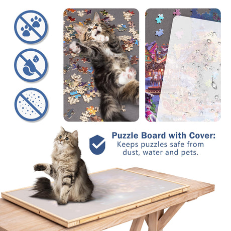 Lavievert 2-in-1 Tilting & Rotating Puzzle Board with 6 Colored Drawers & Cover, Portable Jigsaw Puzzle Table for Adults, Wooden Swivel Puzzle Plateau with Non-Slip Tabletop for Up to 1500 Pieces LAVIEVERT