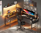 ODK L Shaped Desk, 57.5" Computer Gaming Desks, Home Office Writing Table with Monitor Shelf, Space-Saving Modern Corner Workstation, Easy to Assemble, Black ODK