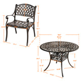 NUU GARDEN 5 Piece Outdoor Patio Dining Set, Cast Aluminum Round Dining Table with Umbrella Hole and Patio Dining Chairs for Patio, Garden, Backyard, Balcony, Black with Bronze Edge NUU GARDEN