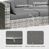 Outsunny Patio Couch PE Wicker Deep Seating Outdoor Sofa with Removable Cushions, 3 Seater Rattan Sofa, Outdoor Furniture for Balcony, Deck, Garden and Poolside, Gray Outsunny