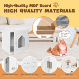ZENY Cat House & Side Table, Pet Cat Litter Box Enclosure with Vent Holes, Wooden Enclosed Cat Washroom, White ZENY