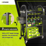 KAFAHOM Power Tool Organizer Cart with Charging Station,Garage Floor Rolling Storage on Wheels for Mechanic,Mobile 8 Drill Holder, Utility Cart with Battery Charging 8 Outlet Power Strip KAFAHOM