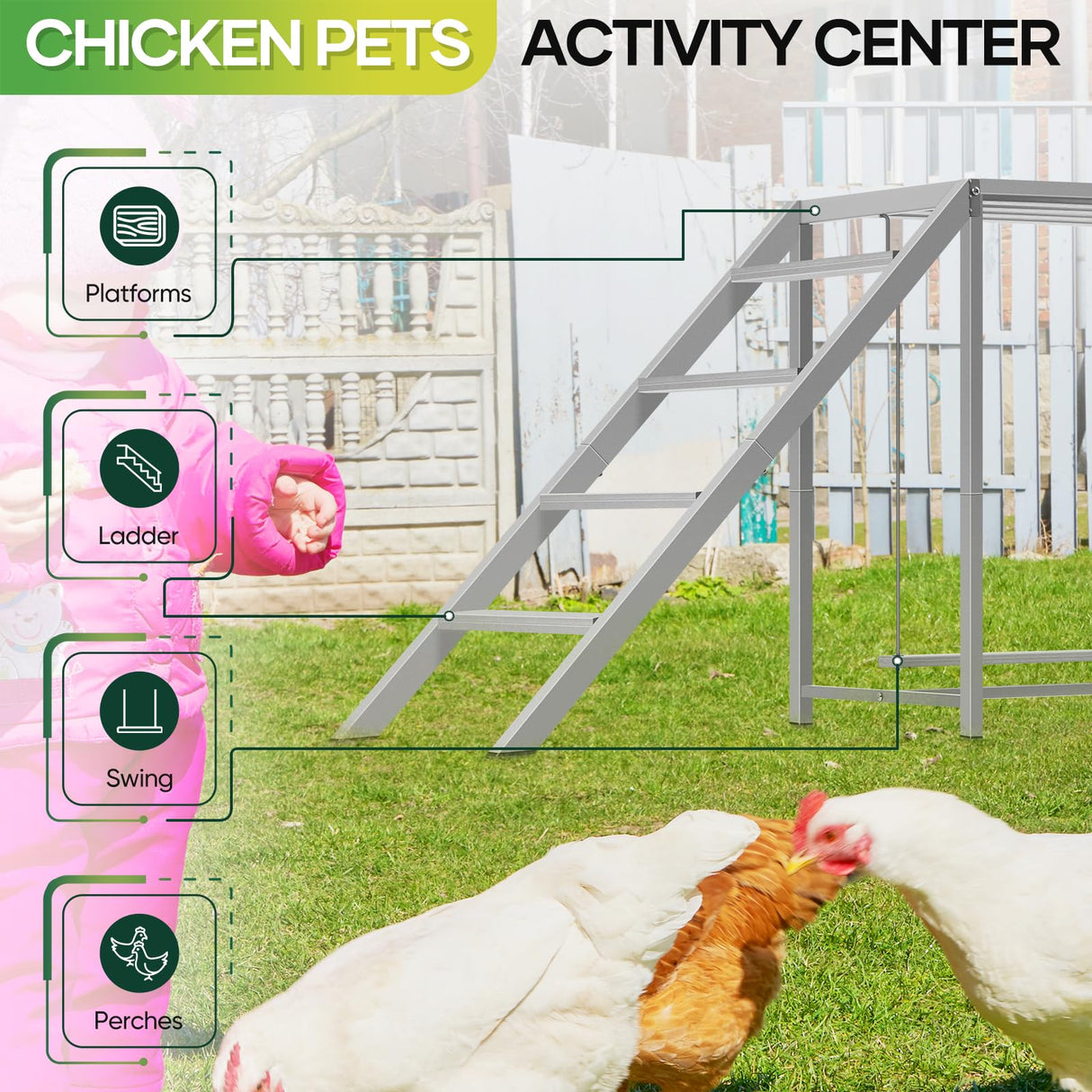 Chicken Perch for Coop with Swing Set,Chicken Ladder coop Toys,Chicken Roosting Bars, Chicken Run Accessories,Suitable for Pet's Health & Happy,Chicken Coop Toys for Backyard Farm Shinoske