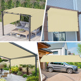 Windscreen4less 10' x 16' Universal Replacement Shade Cover Canopy for Pergola Patio Porch Privacy Shade Screen Panel with Grommets on 2 Sides includes Weighted Rods Breathable UV Block Beige Tan Windscreen4less