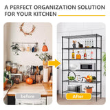 BestOffice | 6-Tier Wire Storage Shelves | 42x16x72 | Black | with Adjustable Racks | Heavy-Duty Metal Shelf, Holds Upto 1500 lbs | No-Tool Assembly | Ideal for Home & Garage Shelving BestOffice