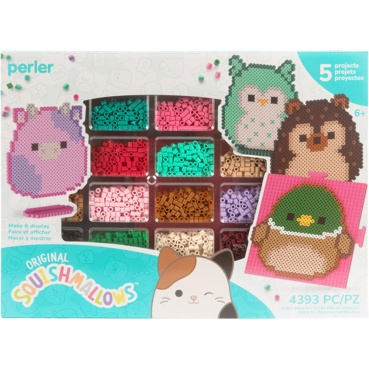 Perler Squishmallows Fused Bead Activity Kit with 5 Unique Patterns, Finished Project Sizes Vary, Multicolor 4393 Pieces Perler