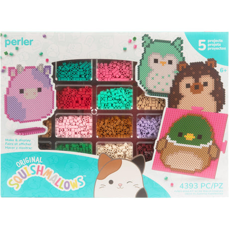 Perler Squishmallows Fused Bead Activity Kit with 5 Unique Patterns, Finished Project Sizes Vary, Multicolor 4393 Pieces Perler