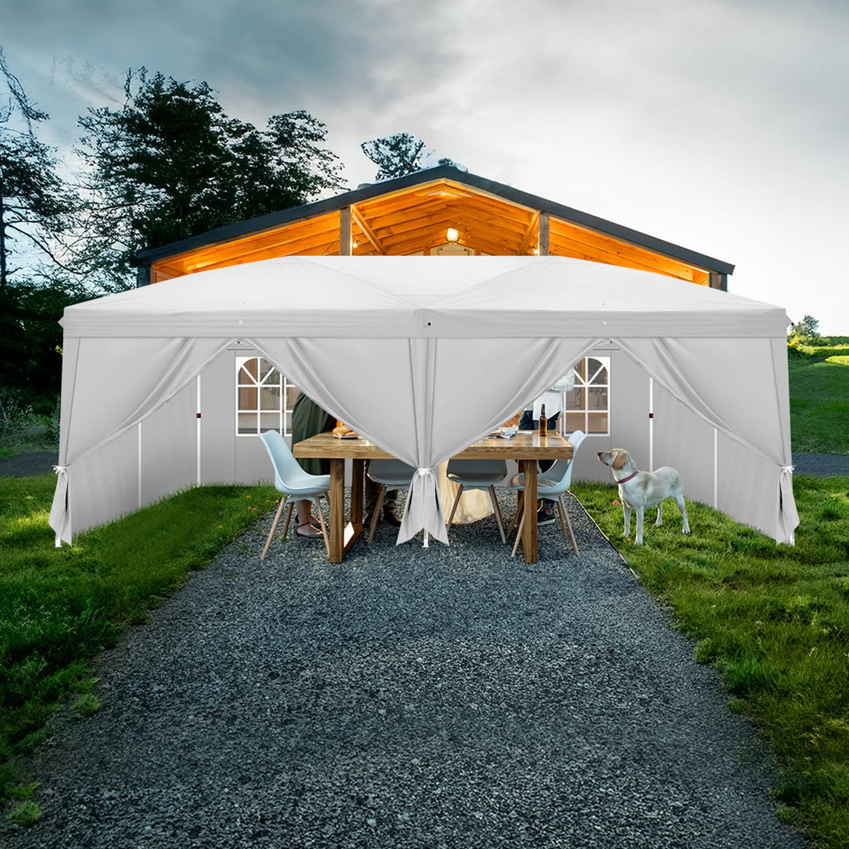 Outvita 10x20ft Pop Up Canopy with 6 SideWalls, Ez Pop Up Portable Instant Canopy Tent for Outdoor Events, Party, Wedding, Birthday,Graduation (White) Outvita