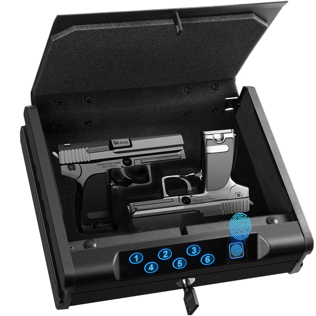 Gun Safe for Handgun - Biometric Gun Safe with Fingerprint/Full-digital Keypad/Key Lock for Pistol Jewelry Cash Safe, Gun Lock Box THIKPO
