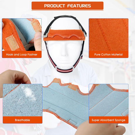 Aolamegs Safe Hard Hat Sweatband- 5PCS Sweat Bands Washable, Hard Hat Liner Replacement, Flame Retardant Cotton Hard Hat Accessories Sweat for Welding Helmet, Construction Hats, Chainsaw Helmet Aolamegs
