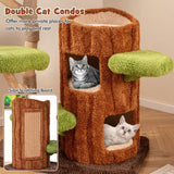 PETSITE 55 Inch Wood Cat Tree, Multi-Level Cat Tower with Double Decker Cat House, Scratching Posts and Sisal Board, Soft Padded Platforms, and Hanging Toy, Wooden Large Cat Tree Tower for Indoor Cats PETSITE