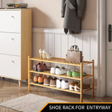 Furshus Long Shoe Rack, 3-Tier Bamboo Stackable Shoe Shelf Storage Organizer, Shoe Stand for Closet, Entryway and Hallway Furshus