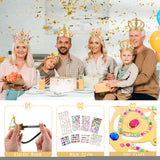 Civaner 17 Pcs Princess Party Crowns Set DIY Tiaras Making Kit for Kids with Diamond Stickers, Party Favors and Supplies(Gold) Civaner
