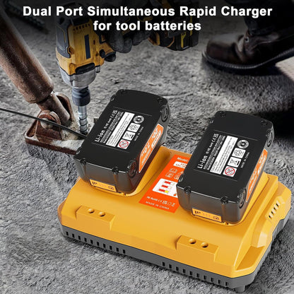 DCB102 Battery Charger Station for Dewalt Battery,Simultaneous Charging for 12V and 20V Max Battery, Compatible with DCB124 DCB126 DCB200 DCB205 Yellow - WoodArtSupply