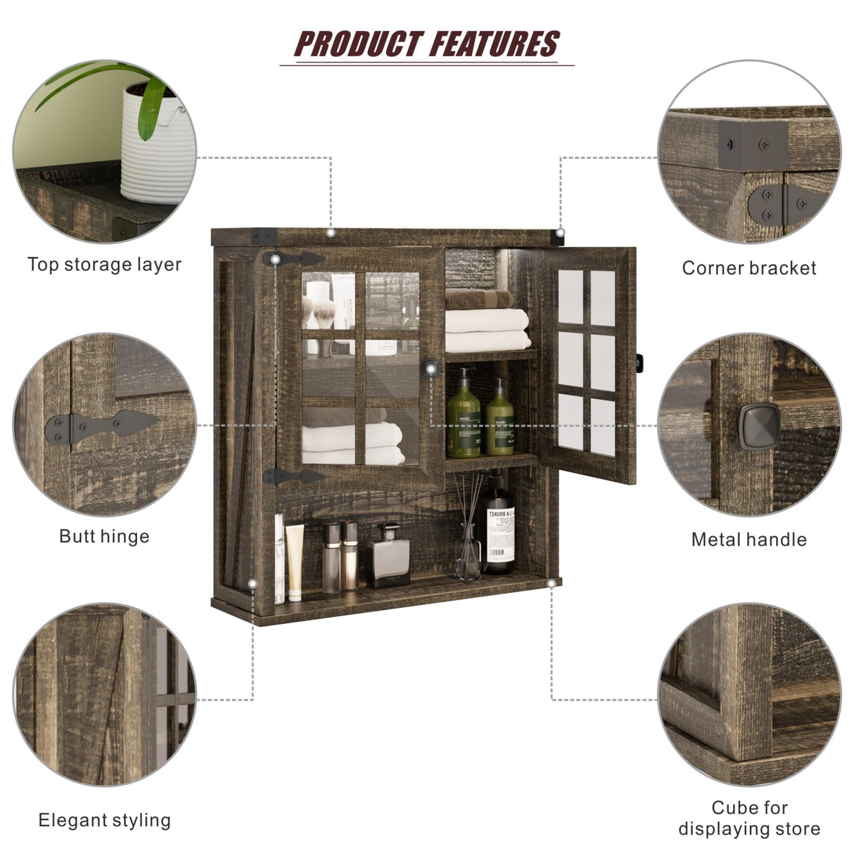 Glass Door Display Cabinet: Adjustable Shelf + Open Storage + Tiered Curio Structure, Multipurpose Home Living Room Storage Unit Dystler