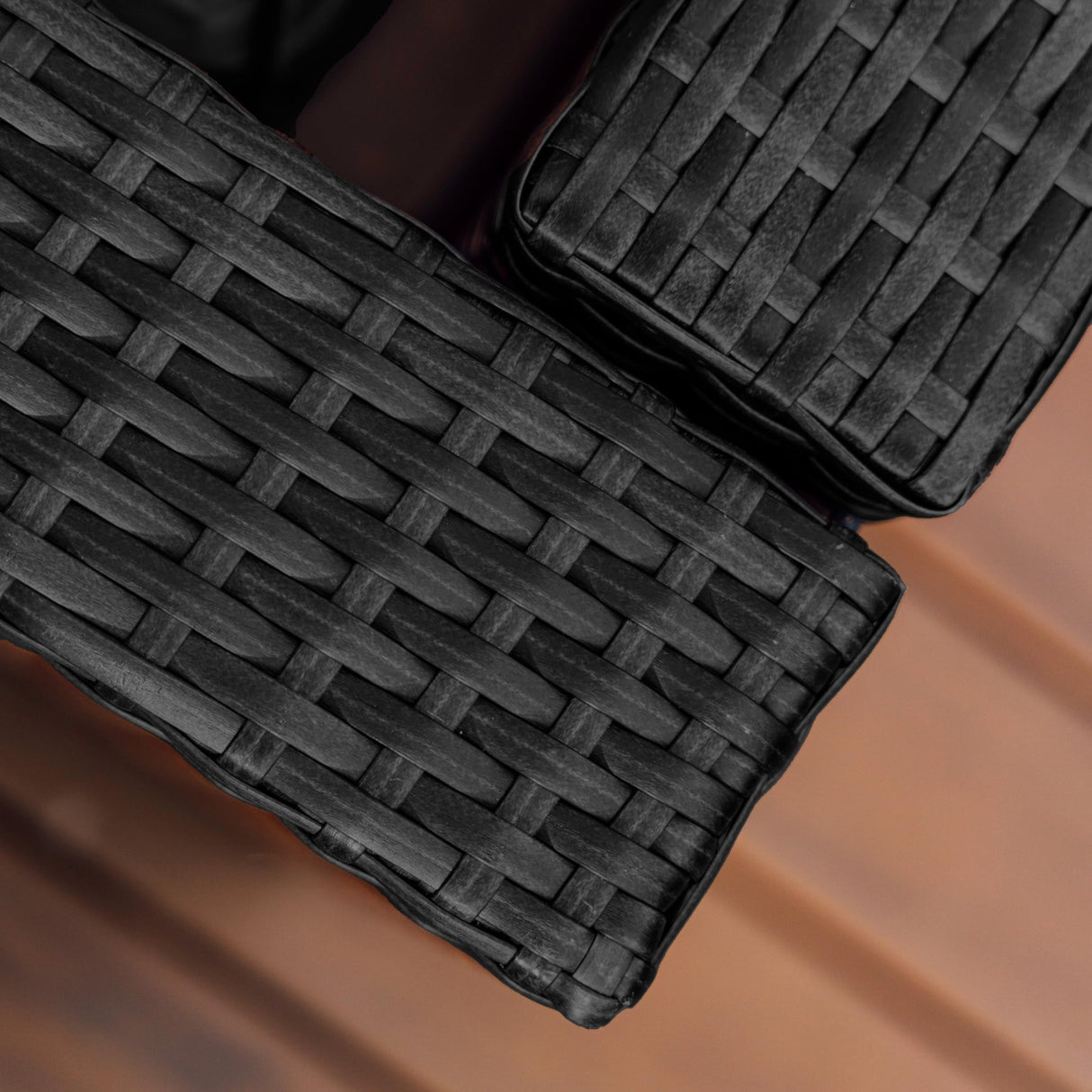 Nestl Patio Furniture Set – Outside Furniture Patio Set, 7 Piece Outdoor Patio Furniture Sets, Patio Conversation Sets with Patio Sectional, Black Wicker Patio Furniture Sets with Off White Cushions Nestl