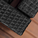 Nestl Patio Furniture Set – Outside Furniture Patio Set, 7 Piece Outdoor Patio Furniture Sets, Patio Conversation Sets with Patio Sectional, Black Wicker Patio Furniture Sets with Off White Cushions Nestl