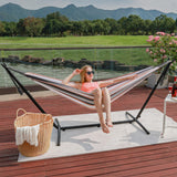 Prime Garden Hammock with Stand for Outside, Heavy Duty Space Saving Steel Stand with 450 lb Capacity, Double Hammock with Portable Carrying Bag, Hamacas Para Adultos for Outdoors, Patio, Garden, Yard Prime Garden