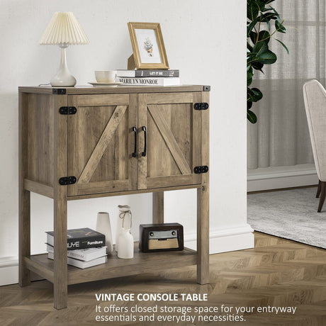 Mufico Grey Console Table with 2 Storage Cabinets – Multifunctional Entryway, Sofa, and Coffee Bar Station Cabinet Mufico