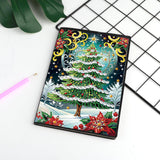 JISHSHAY 2 PCS Christmas Diamond Painting Notebook Diary Christmas Tree Diamond Art Leather Journal Xmas Gem Art Note Book Train Mosaic Kits for Adults Journal Notebook Gem Painting Sketchbook Diary JISHSHAY