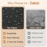 HOOOWOOO Outdoor Patio Furniture Set,8 Pieces Wicker Out Door Sectional Furniture L Shaped Couch,Patio Conversation Sets with Swivel Rocking Chair LED Table,Black HOOOWOOO