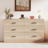 LIMGLIM 6 Drawer Dresser for Bedroom, Wooden Chest of Drawers with Metal Handles, Mid Century Modern Bedroom Dressers, TV Stand Large Storage Organizer for Living Room, Entryway, Light Oak LIMGLIM