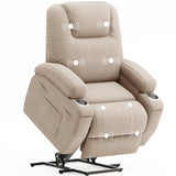 Flamaker Power Lift Recliner Chair with Massage Ergonomic Recliner Chair for Elderly People, Single Sofa with Cup Holders, Side Pockets (Beige) Flamaker