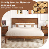 Giantex Wood Queen Bed Frame with Headboard, Mid Century Modern Platform Bed Queen Size with Solid Wood Legs & Wooden Slat Support, Easy Assembly, No Box Spring Needed, Walnut Giantex