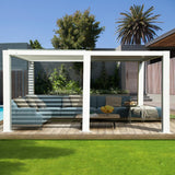 Domi Outdoor Living Louvered Pergola 12x20FT, Aluminum Outdoor Pergola with 2 Independently Adjustable Louver Roof, Full Aluminum Structure, White domi outdoor living