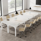 6.56 FT Conference Table, Super Sturdy Large Rectangle Meeting Seminar Table for 6-8 Person, Long Business Tables, 1 Pc White Trggivs