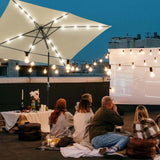 Yescom 10x6.5ft Outdoor Rectangle Solar Powered LED Lighted Patio Umbrella with Crank Tilt for Table Market Beach Pool Yescom