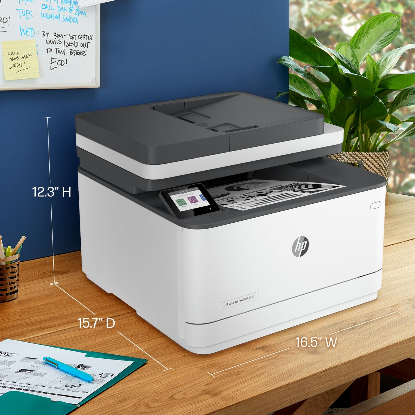 HP LaserJet Pro MFP 3101fdw Wireless Black & White All-in-One Laser Printer, Scanner, Copier, Fax, Best-for-Office (3G628F)