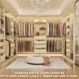 Aheaplus Closet System Set of 2, 4-9Ft Wood Closet Organizer with Drawers & Shelves, Closet Organizer System with 8 Hanging Rods, Walk-in Closets Organizer Wardrobe Closet Rack, White Oak Aheaplus