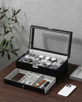 GUKA Watch Box 12 Slot Watch Display Organizer Leather Jewelry Case Drawer Glass Birthday for Men Women, Child Husband Dad GUKA