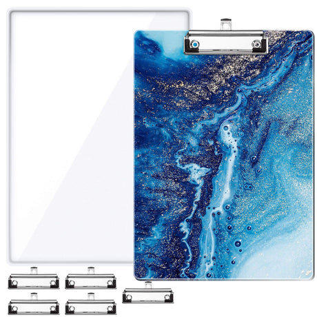 A4 Letter Size Clipboard Epoxy Resin DIY Casting Soft Silicone Molds + 5 Stainless Steel Low-Profile Clips, Retractable Hanging Hole Write Pad Draw Board Document Holder School Office Business NiArt