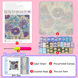 LAPATAIN Latch Hook Kits for DIY Throw Pillow Cover,Purple Flowers Pattern Needlework Cushion Cover Hand Craft Crochet for Great Family 17x17inch LAPATAIN