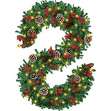 Mduvoz Christmas Garland, 12FT Prelit Christmas Garland with 100 LED Lights, Greenery Xmas Garland with 20 Pine Cones 90 Red Berry Christmas Decoration for Indoor Outdoor Home Mantel Fireplace Mduvoz