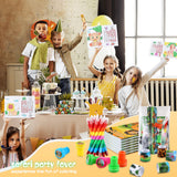 BenLouis 192Pcs Jungle Safari Party Favors Zoo Animals Coloring Books Crayons Sticker Stampers Slap Bracelets Set Bulk Classroom Prizes for Kids Wild One Party Baby Shower Goodie Bags Fillers BenLouis