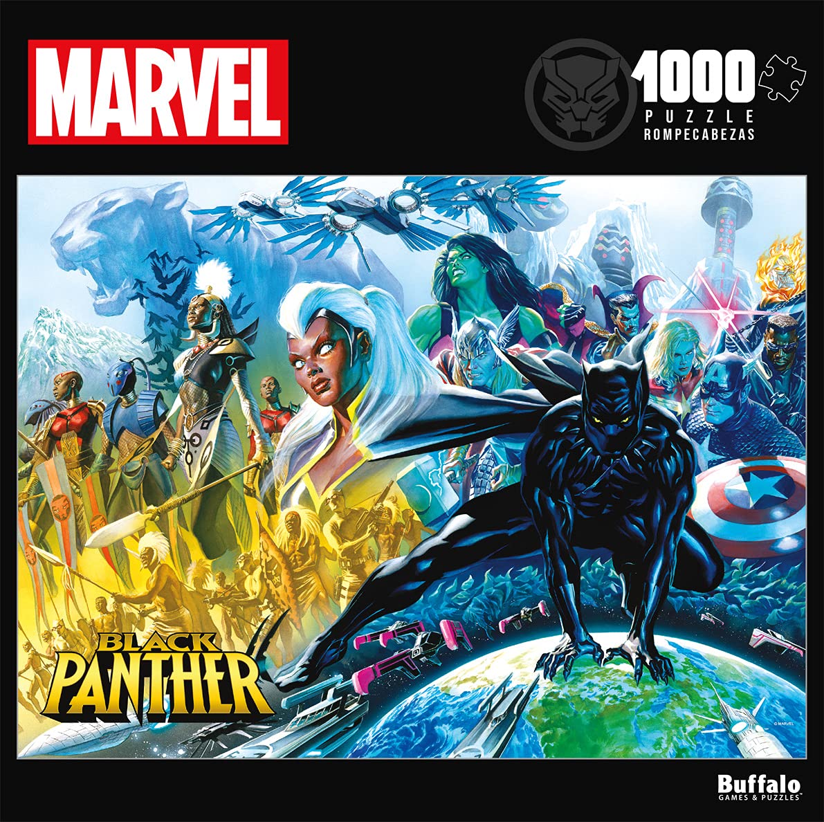 Buffalo Games - Marvel - Black Panther #1 Alex Ross - 1000 Piece Jigsaw Puzzle for Adults Challenging Puzzle Perfect for Game Nights - Finished Size is 26.75 x 19.75 Buffalo Games