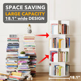 SpaceAid Cross Style 4 Tier Rotating Bookshelf, Spinning 360 Bookcase Lazy Susan Tower, Vertical Revolving Books Shelf Storage Round Carousel Space Saving Organizer, White SpaceAid