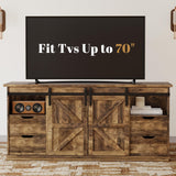 YESHOMY TV Stand for Televisions up to 65 Inchs, with Sliding Barn Doors and 4 Storage Drawers, Console Table and Media Furniture for Living Room, 58 Inch, Barnwood YESHOMY