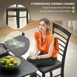 HOMCOM Wooden Dining Chairs Set of 2, Farmhouse Upholstered Kitchen Chairs with Rubber Wood Frame for Living Room, Dining Room, Black and Gray HOMCOM