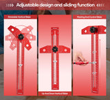 Saker Woodworking Scriber Marking Line Ruler, Adjustable Aluminum Alloy Sliding T-Square Ruler,Precision Line Drawing aid Ruler with Angle Adjustment Scale Saker