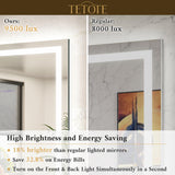 TETOTE LED Bathroom Mirror 24 x 30 Inch Lighted Bathroom Vanity Mirror with Lights, Brighter Frontlit and Backlit Light up Anti Fog Mirror, 3-Color Dimmable, Shatterproof Tempered Glass, Waterproof TETOTE