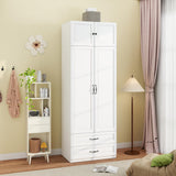 Mhsatyrs Armoire Wardrobe Closet with 2 Drawers: 88" White Bedroom Closet, Wood Wardrobe Closets with 2 Doors, Tall Armoire Cabinet and Storage Shelves for Clothing (31") Mhsatyrs