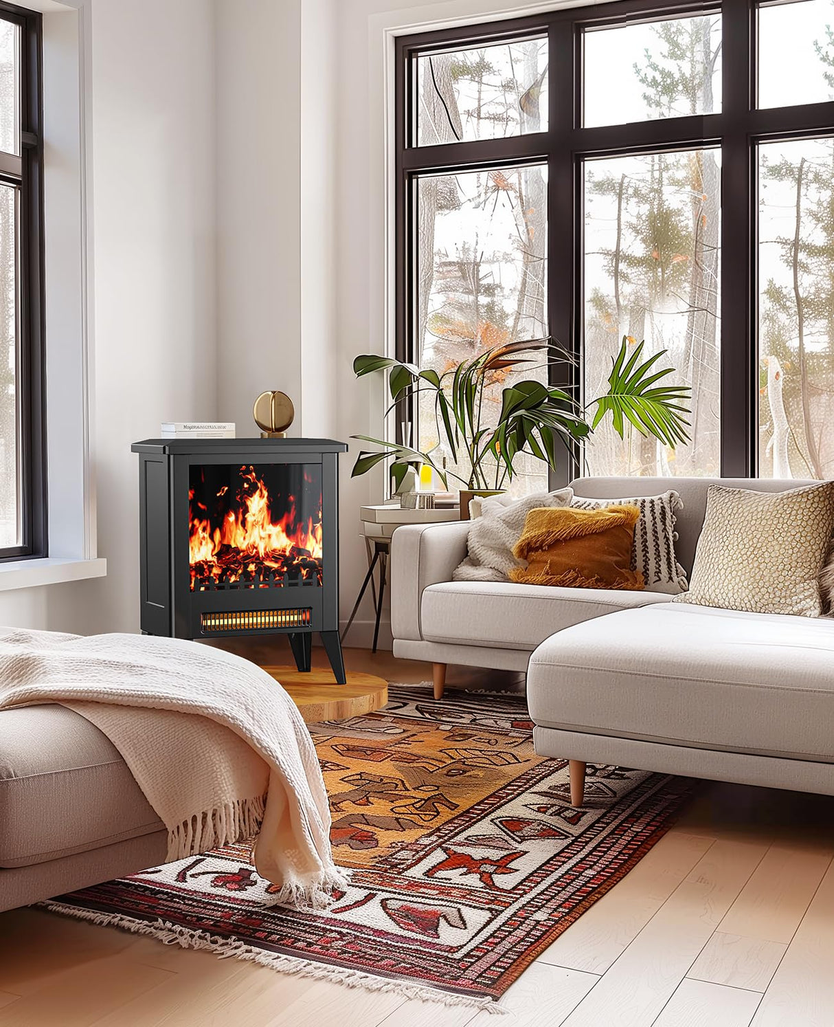 Silonn Electric Fireplace Heater, Quick Heating Portable Low Noise Fireplace with Temp Control, CSA Certified,18” Electric Fire Place with Overheat Protection Function for Living Room, Bedroom, Black Silonn